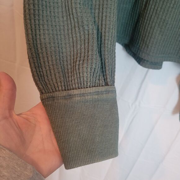 We The Free Coraline Waffle Knit Oversized Swing Top Women's Medium Green Boho - Picture 5 of 9